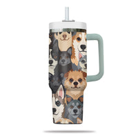 Thumbnail for Cute Dog Tumbler 40oz With Handle, Dog Face Pattern 40oz Tumbler, Puppies Tumbler with Straw, Dog Lover Tumbler, Stainless Steel Tumbler, Insulated Tumbler 05