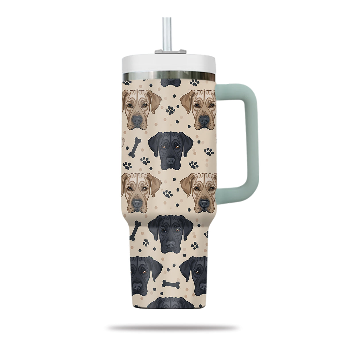 Cute Labrador Retriever Tumbler 40oz With Handle, Labrador Retriever Pattern 40oz Tumbler, Dog Paw Photo Tumbler with Straw, Dog Lover Tumbler, Stainless Steel Tumbler, Insulated Tumbler