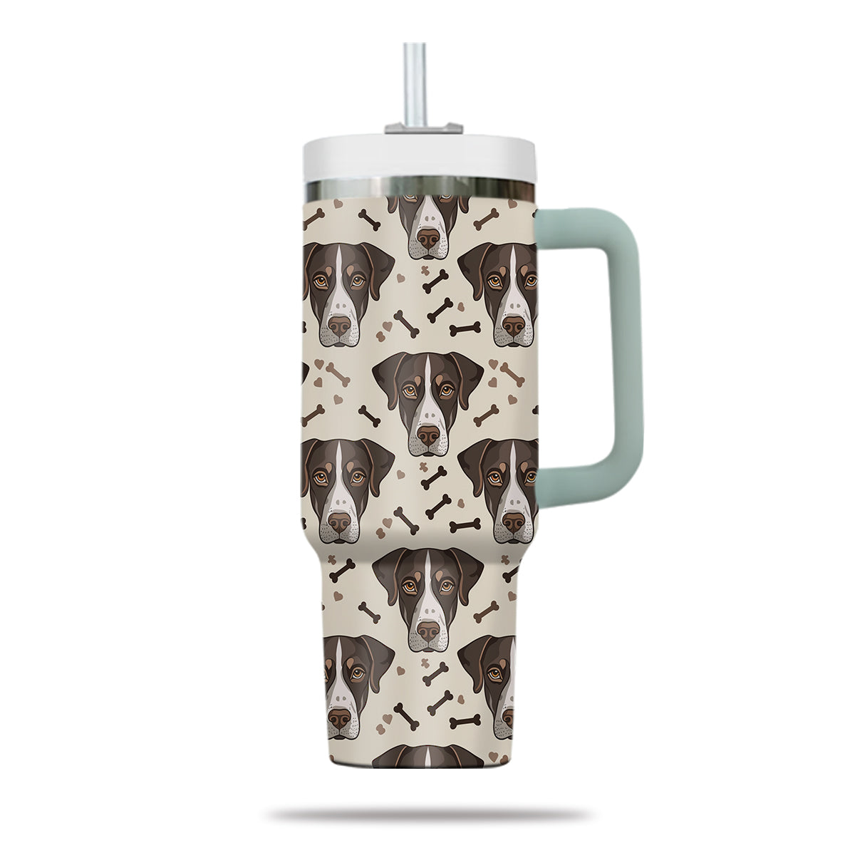 Cute German Shorthaired Pointer Tumbler 40oz With Handle, German Shorthaired Pointer Pattern 40oz Tumbler, Dog Paw Photo Tumbler with Straw, Dog Lover Tumbler, Stainless Steel Tumbler, Insulated Tumbler