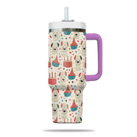 Thumbnail for Cute Dog Tumbler 40oz With Handle, Dog Face Pattern 40oz Tumbler, Puppies Tumbler with Straw, Dog Lover Tumbler, Stainless Steel Tumbler, Insulated Tumbler 04