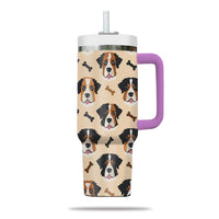 Thumbnail for Cute St. Bernard Tumbler 40oz With Handle, St. Bernard Pattern 40oz Tumbler, Dog Paw Photo Tumbler with Straw, Dog Lover Tumbler, Stainless Steel Tumbler, Insulated Tumbler