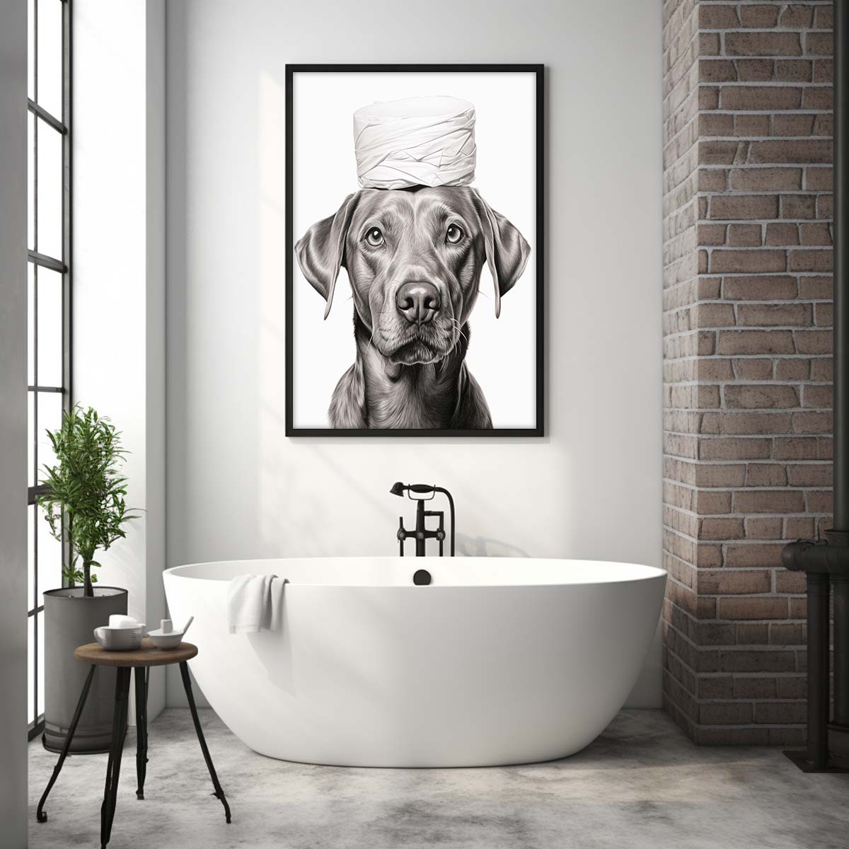 Retriever Dog With Toilet Paper Canvas Art, Retriever Dog With Toilet Paper, Funny Dog Art, Bathroom Wall Decor, Home Decor, Bathroom Wall Art, Dog Wall Decor, Animal Decor, Pet Gift