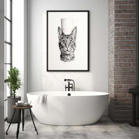 Thumbnail for Cute Cat With Toilet Paper, Canvas Or Poster, Funny Cat Art, Bathroom Wall Decor, Home Decor, Bathroom Wall Art, Cat Wall Decor, Animal Decor, Pet Gift, Pet Illustration, Digital Download