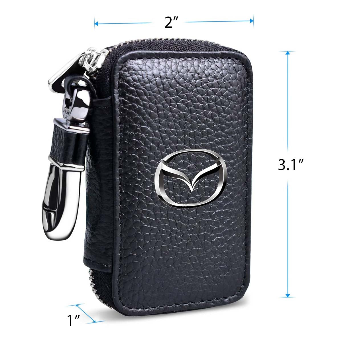 Car Key Cover, Custom For Your Cars, Genuine Leather Car Smart Key Chain Coin Holder Metal Hook and Keyring Wallet Zipper Bag, Car Accessories MA13989