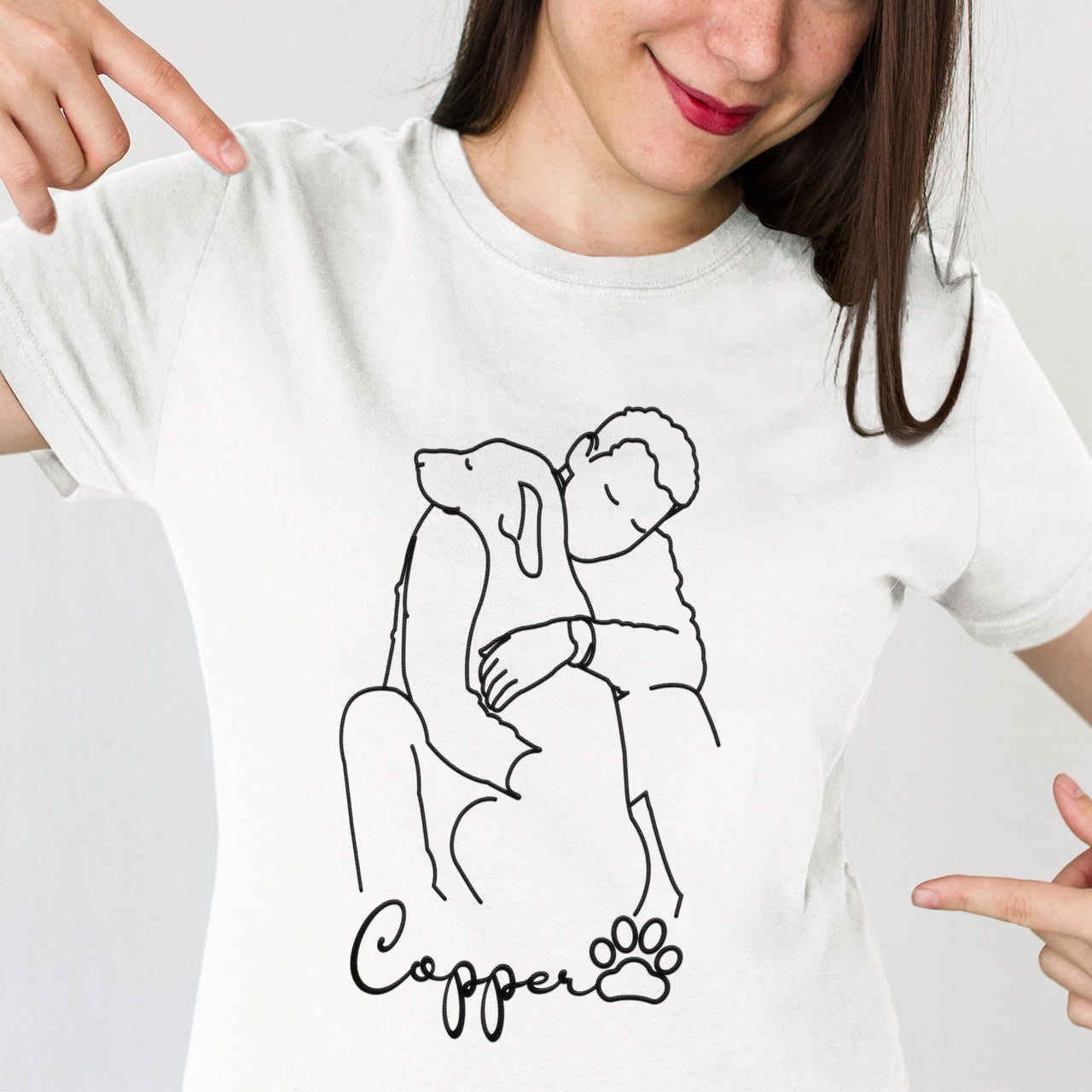 Custom Embroidered Dog Dad T-shirt with Portrait from Photo, Embroidered Photo T-shirt, Outline Embroidered T-shirt, Portrait T-shirt 28