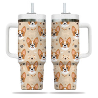 Thumbnail for Cute Corgi Tumbler 40oz With Handle, Corgi Pattern 40oz Tumbler, Dog Paw Photo Tumbler with Straw, Dog Lover Tumbler, Stainless Steel Tumbler, Insulated Tumbler