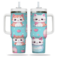 Thumbnail for Cute Cat Tumbler 40oz With Handle, Cat Pattern 40oz Tumbler, Cat Lover Tumbler 40oz, Stainless Steel Tumbler, Insulated Tumbler 06