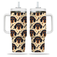 Thumbnail for Cute Dachshund Tumbler 40oz With Handle, Dachshund Pattern 40oz Tumbler, Dog Paw Photo Tumbler with Straw, Dog Lover Tumbler, Stainless Steel Tumbler, Insulated Tumbler