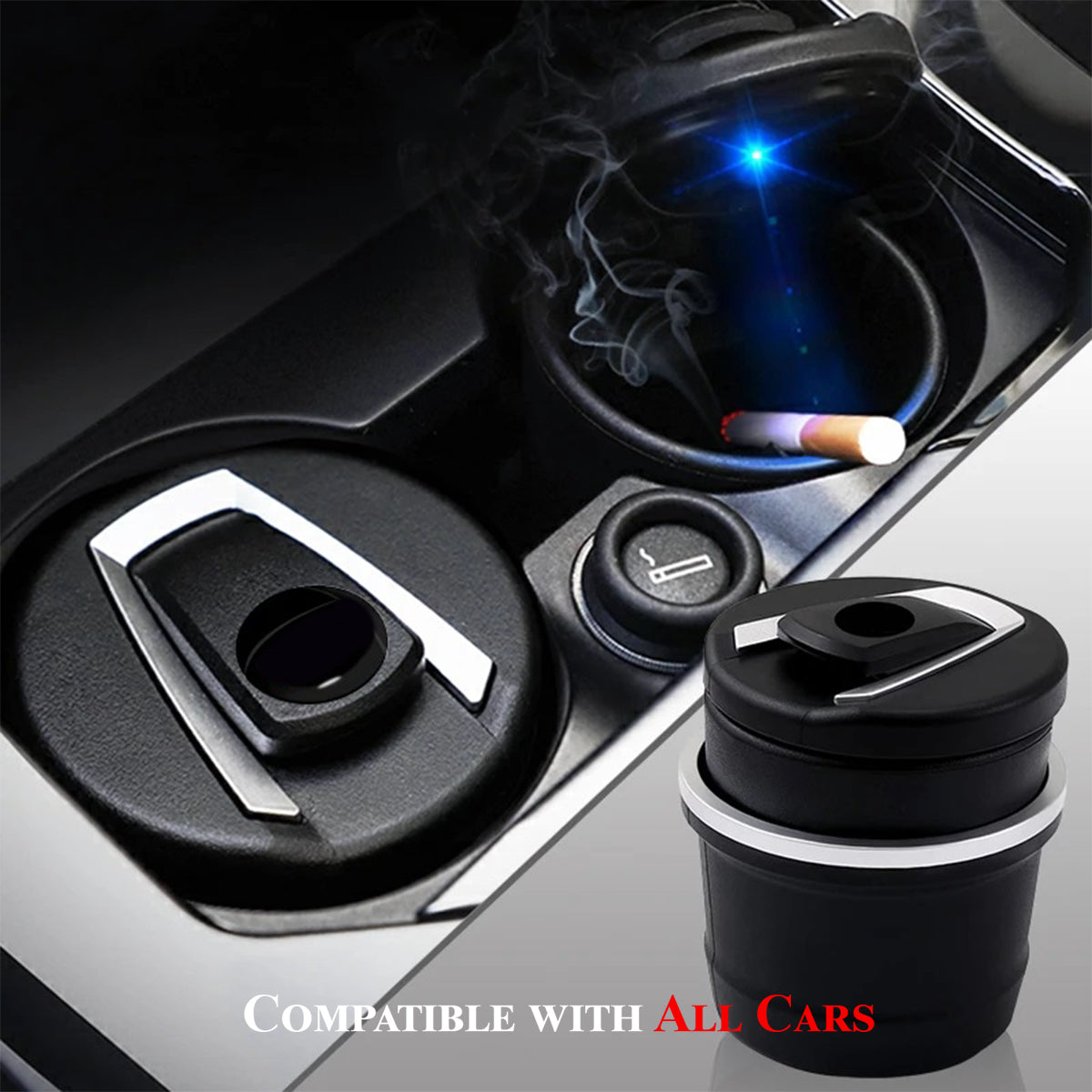 Ashtray with Led Lights Cover, Custom fit for Cars, Ashtray Creative Personality Car Interior Covered Multifunction Supplies
