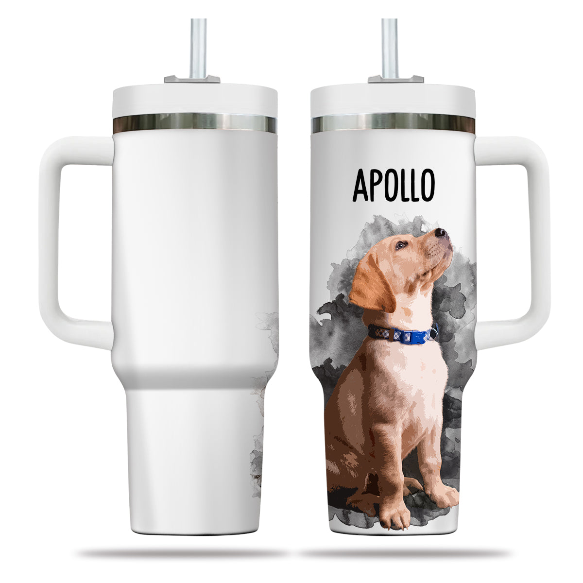 Custom Pet Photo Tumbler 40oz With Handle, Watercolor Pet Portrait From Photo Tumbler, Puppies Tumbler with Straw, Dog Lover Tumbler, Favorite Pet Tumbler, Stainless Steel Tumbler, Insulated Tumbler, Pet Photo Gift with Custom Pet Image 14