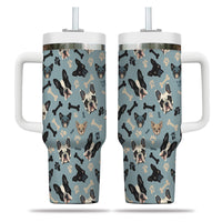 Thumbnail for Cute French Bulldog Tumbler 40oz With Handle, French Bulldog Pattern 40oz Tumbler, Dog Paw Photo Tumbler with Straw, Dog Lover Tumbler, Stainless Steel Tumbler, Insulated Tumbler 02