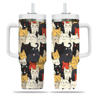 Thumbnail for Cute Cat Tumbler 40oz With Handle, Cat Pattern 40oz Tumbler, Cat Lover Tumbler 40oz, Stainless Steel Tumbler, Insulated Tumbler 21