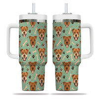 Thumbnail for Cute Pitbull Tumbler 40oz With Handle, Pitbull Pattern 40oz Tumbler, Dog Paw Photo Tumbler with Straw, Dog Lover Tumbler, Stainless Steel Tumbler, Insulated Tumbler