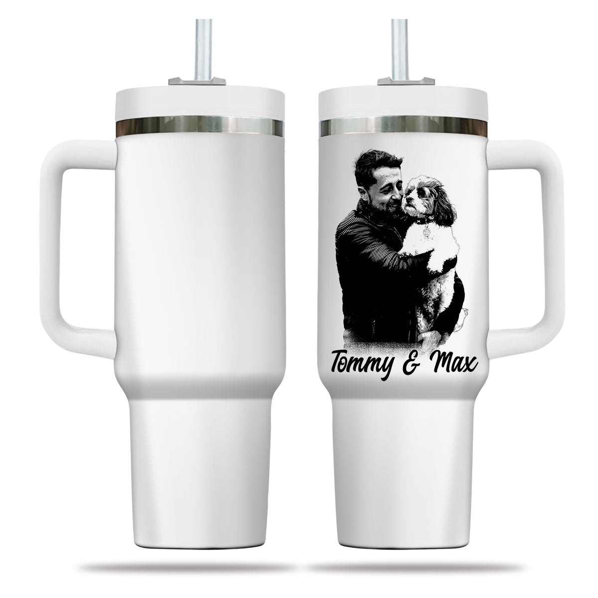 Custom Pet Photo Tumbler 40oz With Handle, Dog Photo Tumbler, Puppies Tumbler with Straw, Dog Lover Tumbler, Favorite Pet Tumbler, Stainless Steel Tumbler, Insulated Tumbler, Pet Photo Gift with Custom Pet Image 05