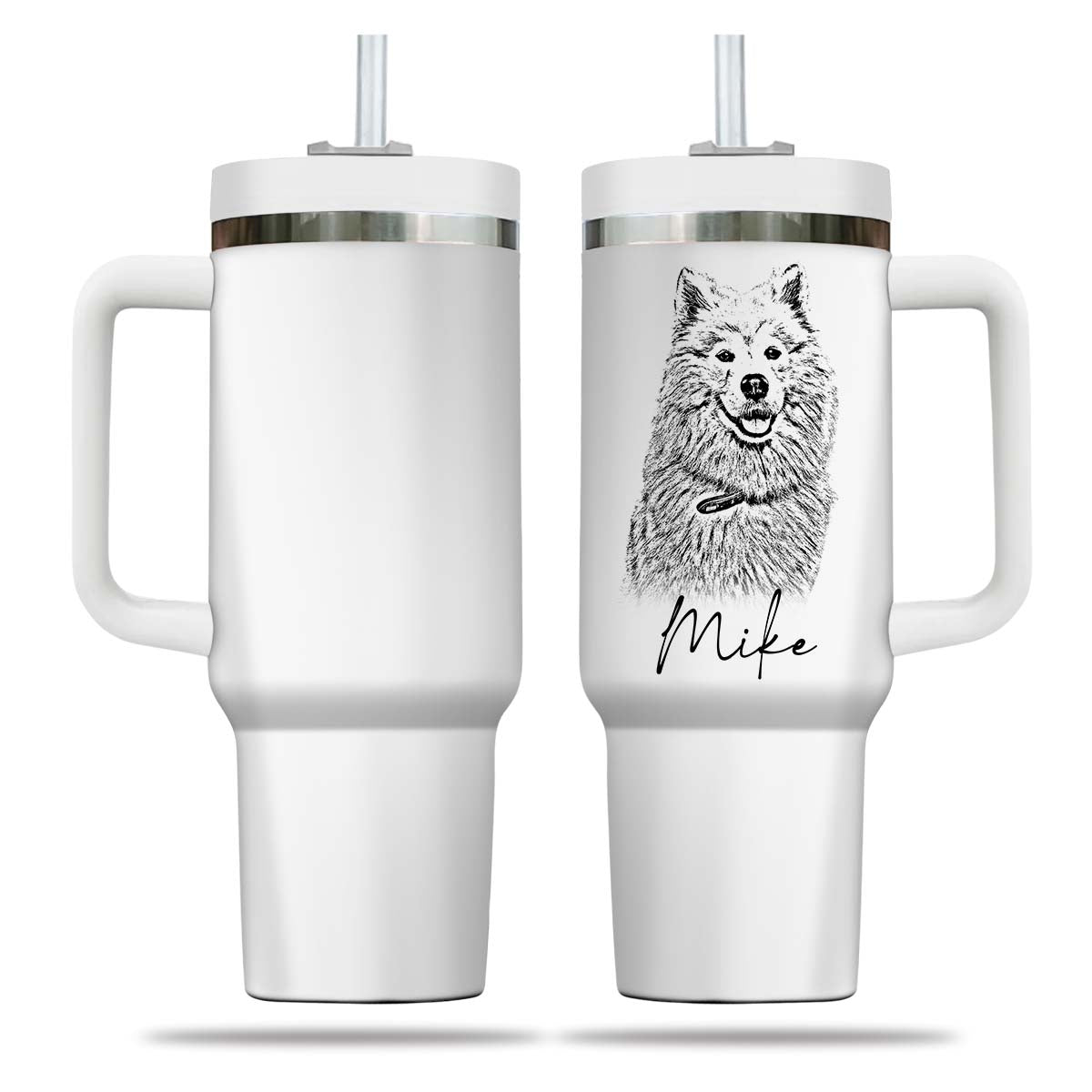 Custom Pet Photo Tumbler 40oz With Handle, Dog Photo Tumbler, Puppies Tumbler with Straw, Dog Lover Tumbler, Favorite Pet Tumbler, Stainless Steel Tumbler, Insulated Tumbler, Pet Photo Gift with Custom Pet Image 06