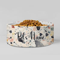 Thumbnail for Personalized Dog Pet Cat Bowls, Boho Chic Terrazzo 01 Personalized Pet Bowls for Dogs and Cats, Eclectic Modern Spotted Dishes With Name, Ceramic Custom Cute Dog Bowls, Designer Large and Small Dog Cat Pet Bowls Dish, Gift for Pet