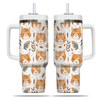 Thumbnail for Cute Cat Tumbler 40oz With Handle, Cat Pattern 40oz Tumbler, Cat Lover Tumbler 40oz, Stainless Steel Tumbler, Insulated Tumbler 16