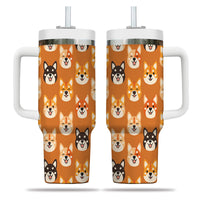 Thumbnail for Cute Shiba Tumbler 40oz With Handle, Shiba Pattern 40oz Tumbler, Dog Paw Photo Tumbler with Straw, Dog Lover Tumbler, Stainless Steel Tumbler, Insulated Tumbler 02