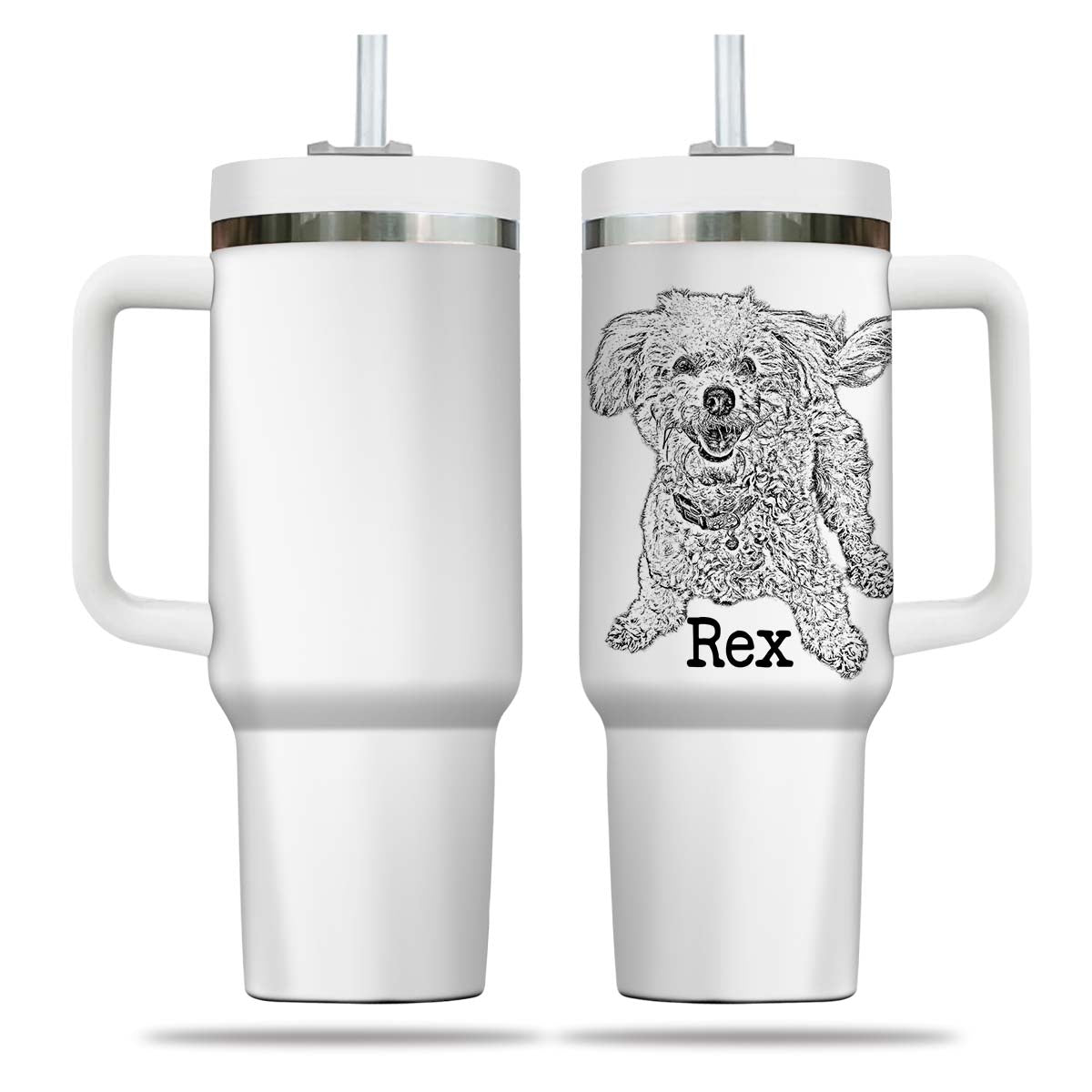 Custom Pet Photo Tumbler 40oz With Handle, Dog Photo Tumbler, Puppies Tumbler with Straw, Dog Lover Tumbler, Favorite Pet Tumbler, Stainless Steel Tumbler, Insulated Tumbler, Pet Photo Gift with Custom Pet Image 07