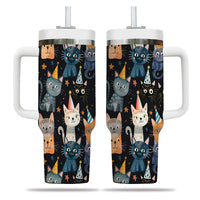 Thumbnail for Cute Cat Tumbler 40oz With Handle, Cat Pattern 40oz Tumbler, Cat Lover Tumbler 40oz, Stainless Steel Tumbler, Insulated Tumbler 14