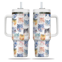 Thumbnail for Cute Cat Tumbler 40oz With Handle, Cat Pattern 40oz Tumbler, Cat Lover Tumbler 40oz, Stainless Steel Tumbler, Insulated Tumbler 18