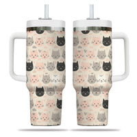 Thumbnail for Cute Cat Tumbler 40oz With Handle, Cat Pattern 40oz Tumbler, Cat Lover Tumbler 40oz, Stainless Steel Tumbler, Insulated Tumbler 11