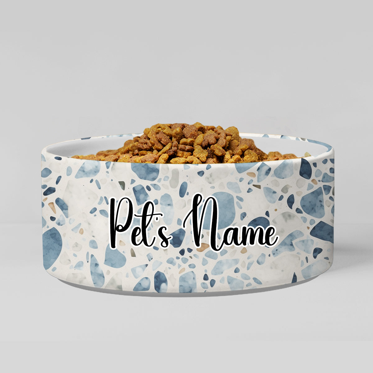 Personalized Dog Pet Cat Bowls, Boho Chic Terrazzo 02 Personalized Pet Bowls for Dogs and Cats, Eclectic Modern Spotted Dishes With Name, Ceramic Custom Cute Dog Bowls, Designer Large and Small Dog Cat Pet Bowls Dish, Gift for Pet