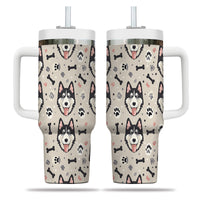 Thumbnail for Cute Siberian Husky Tumbler 40oz With Handle, Siberian Husky Pattern 40oz Tumbler, Dog Paw Photo Tumbler with Straw, Dog Lover Tumbler, Stainless Steel Tumbler, Insulated Tumbler 02