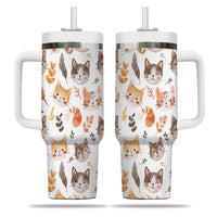 Thumbnail for Cute Cat Tumbler 40oz With Handle, Cat Pattern 40oz Tumbler, Cat Lover Tumbler 40oz, Stainless Steel Tumbler, Insulated Tumbler 15