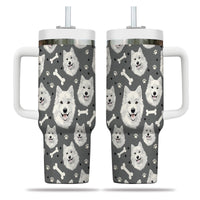 Thumbnail for Cute Samoyed Tumbler 40oz With Handle, Samoyed Pattern 40oz Tumbler, Dog Paw Photo Tumbler with Straw, Dog Lover Tumbler, Stainless Steel Tumbler, Insulated Tumbler 02