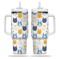 Thumbnail for Cute Cat Tumbler 40oz With Handle, Cat Pattern 40oz Tumbler, Cat Lover Tumbler 40oz, Stainless Steel Tumbler, Insulated Tumbler 17