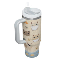 Thumbnail for Cute Cat Tumbler 40oz With Handle, Cat Pattern 40oz Tumbler, Cat Lover Tumbler 40oz, Stainless Steel Tumbler, Insulated Tumbler 03