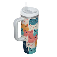 Thumbnail for Cute Cat Tumbler 40oz With Handle, Cat Pattern 40oz Tumbler, Cat Lover Tumbler 40oz, Stainless Steel Tumbler, Insulated Tumbler 10