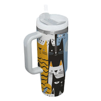 Thumbnail for Cute Cat Tumbler 40oz With Handle, Cat Pattern 40oz Tumbler, Cat Lover Tumbler 40oz, Stainless Steel Tumbler, Insulated Tumbler 30