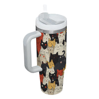 Thumbnail for Cute Cat Tumbler 40oz With Handle, Cat Pattern 40oz Tumbler, Cat Lover Tumbler 40oz, Stainless Steel Tumbler, Insulated Tumbler 21