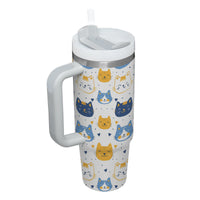 Thumbnail for Cute Cat Tumbler 40oz With Handle, Cat Pattern 40oz Tumbler, Cat Lover Tumbler 40oz, Stainless Steel Tumbler, Insulated Tumbler 17