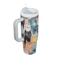 Thumbnail for Cute Cat Tumbler 40oz With Handle, Cat Pattern 40oz Tumbler, Cat Lover Tumbler 40oz, Stainless Steel Tumbler, Insulated Tumbler 19