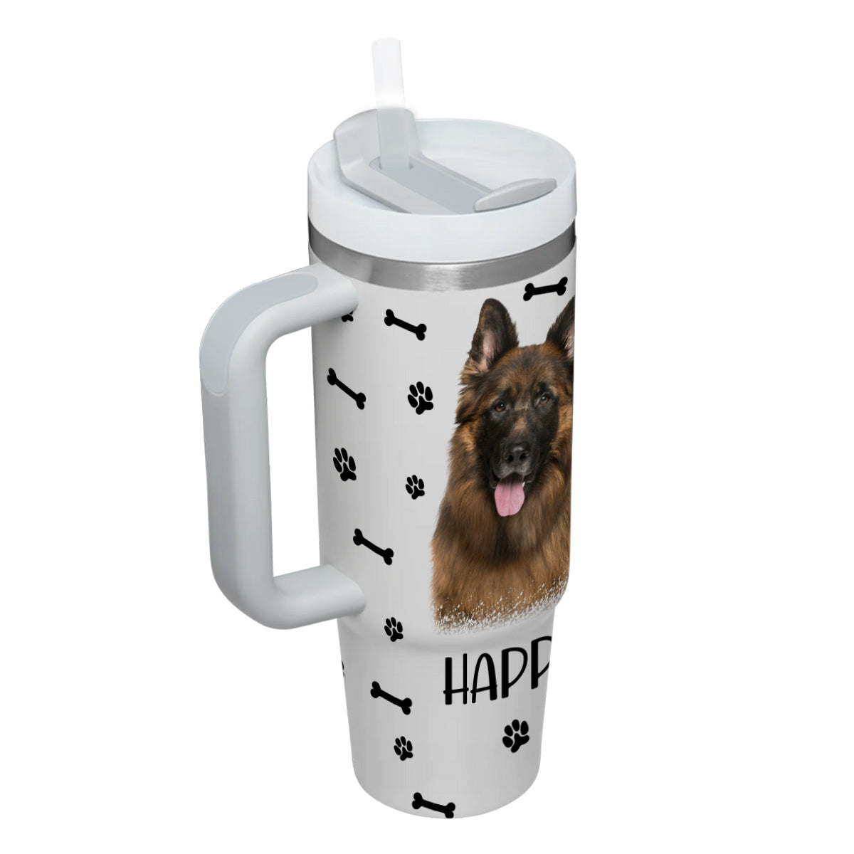 Custom Pet Photo Tumbler 40oz With Handle, Watercolor Pet Portrait From Photo Tumbler,  Personalized Dog Face Photo Tumbler with Straw, Dog Lover Tumbler, Stainless Steel Tumbler, Insulated Tumbler 15