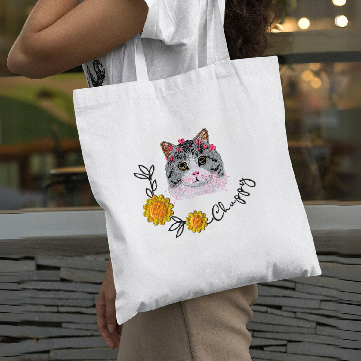 Custom EMBROIDERED Pet Portrait Canvas Tote, Custom Dog Tote, Dog Bag, Pet Face Gift, Dog Mom Gift, Dog Embroidery, Dog Mom Tote Bag 42