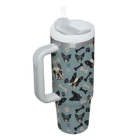 Thumbnail for Cute French Bulldog Tumbler 40oz With Handle, French Bulldog Pattern 40oz Tumbler, Dog Paw Photo Tumbler with Straw, Dog Lover Tumbler, Stainless Steel Tumbler, Insulated Tumbler 02