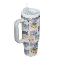 Thumbnail for Cute Cat Tumbler 40oz With Handle, Cat Pattern 40oz Tumbler, Cat Lover Tumbler 40oz, Stainless Steel Tumbler, Insulated Tumbler 18