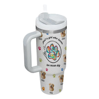 Thumbnail for Custom Pet Photo Tumbler 40oz With Handle, Just A Girl Who Loves Dogs: Personalized Cute Dog Gifts for Dog Mom, Pets, Paw Prints , Puppies Tumbler with Straw, Dog Lover Tumbler, Favorite Pet Tumbler, Stainless Steel Tumbler, Insulated Tumbler 09