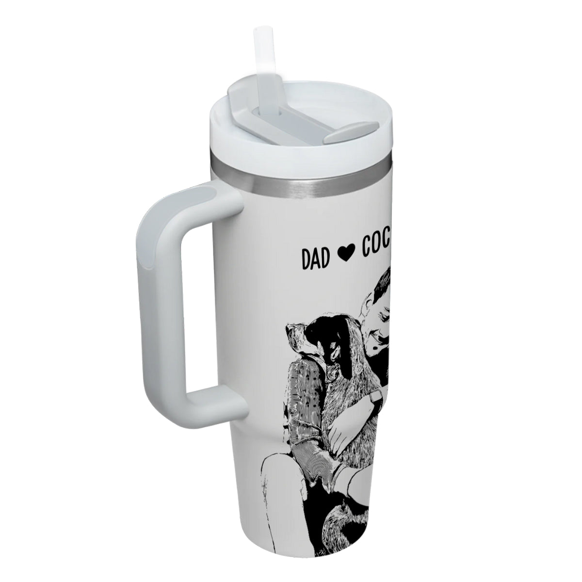 Custom Pet Photo Tumbler 40oz With Handle, Line Drawing Photo Tumbler, Pet and Owner Portrait, Puppies Tumbler with Straw, Dog Lover Tumbler, Stainless Steel Tumbler, Insulated Tumbler, Custom Pet Art, Pet Owner Gift 13