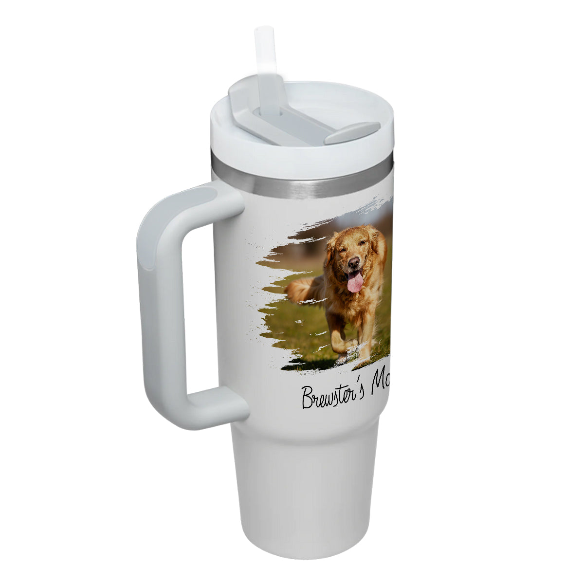 Custom Pet Photo Tumbler 40oz With Handle, Dog Photo Tumbler, Puppies Tumbler with Straw, Dog Lover Tumbler, Favorite Pet Tumbler, Stainless Steel Tumbler, Insulated Tumbler, Pet Photo Gift with Custom Pet Image 02