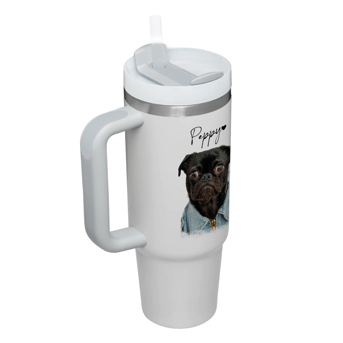 Custom Pet Photo Tumbler 40oz With Handle, Dog Photo Tumbler, Puppies Tumbler with Straw, Dog Lover Tumbler, Favorite Pet Tumbler, Stainless Steel Tumbler, Insulated Tumbler, Pet Photo Gift with Custom Pet Image 03