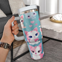 Thumbnail for Cute Cat Tumbler 40oz With Handle, Cat Pattern 40oz Tumbler, Cat Lover Tumbler 40oz, Stainless Steel Tumbler, Insulated Tumbler 07