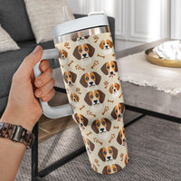 Thumbnail for Cute Beagle Tumbler 40oz With Handle, Beagle Pattern 40oz Tumbler, Dog Paw Photo Tumbler with Straw, Dog Lover Tumbler, Stainless Steel Tumbler, Insulated Tumbler