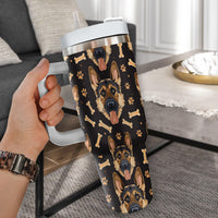 Thumbnail for Cute German Shepherd Tumbler 40oz With Handle, German Shepherd Pattern 40oz Tumbler, Dog Paw Photo Tumbler with Straw, Dog Lover Tumbler, Stainless Steel Tumbler, Insulated Tumbler