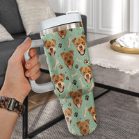 Thumbnail for Cute Pitbull Tumbler 40oz With Handle, Pitbull Pattern 40oz Tumbler, Dog Paw Photo Tumbler with Straw, Dog Lover Tumbler, Stainless Steel Tumbler, Insulated Tumbler