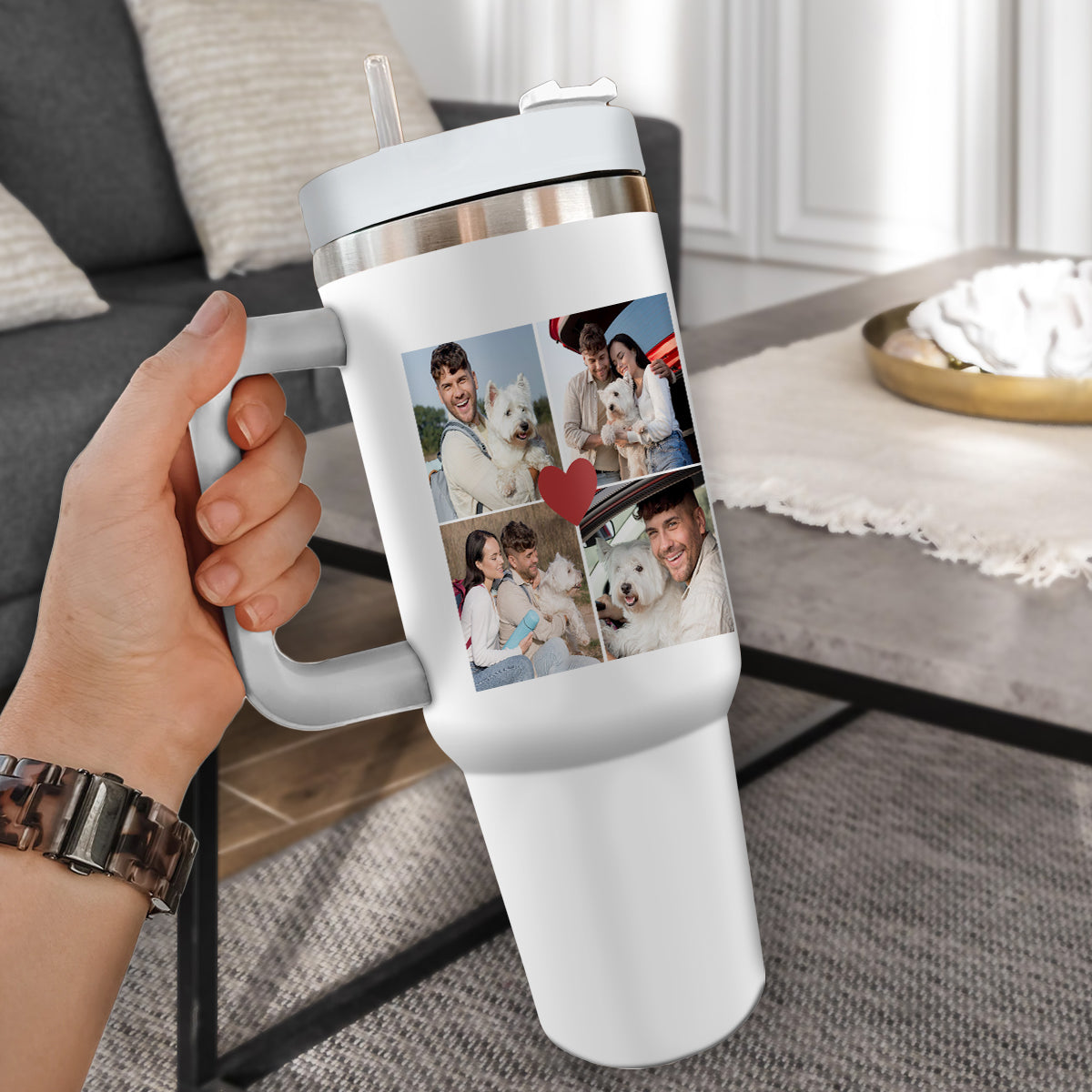 Custom Pet Photo Tumbler 40oz With Handle, Dog Photo Tumbler, Puppies Tumbler with Straw, Dog Lover Tumbler, Favorite Pet Tumbler, Stainless Steel Tumbler, Insulated Tumbler, Pet Photo Gift with Custom Pet Image 10